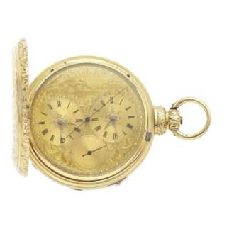 English 18 carat gold dual time zone pocket watch Circa 1860