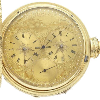 English 18 carat gold dual time zone pocket watch Circa 1860