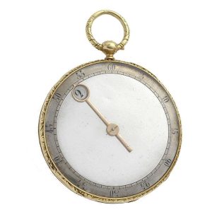 Unusual Swiss 18K gold jump hour open faced watch Circa 1830