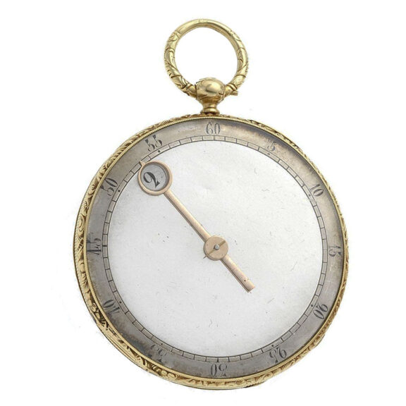 Unusual Swiss 18K gold jump hour open faced watch Circa 1830