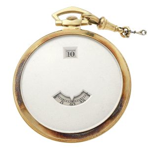 Rare Swiss gold watch with jump hour digital display Circa 1920