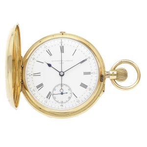 English 18 carat gold full hunting cased chronograph Circa 1861