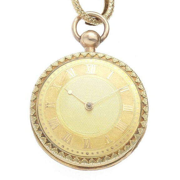 English 18K gold decorative English lever watch Circa 1825