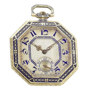 Swiss gold and enamel open faced lever watch Circa 1914