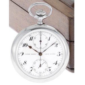 Swiss stainless steel pocket watch with chronograph Circa 1930