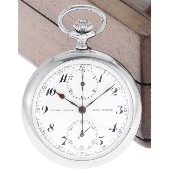 Swiss stainless steel pocket watch with chronograph Circa 1930