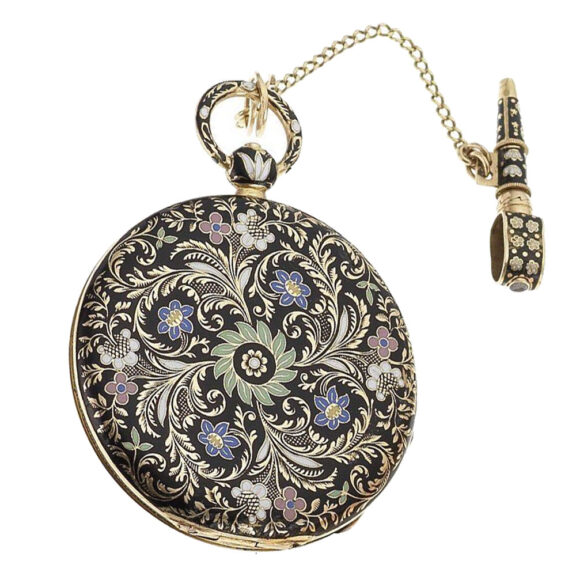 Swiss 18 carat gold and enamel key wind pocket watch Circa 1860