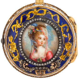 Swiss gold and enamel quarter repeating verge Circa 1780