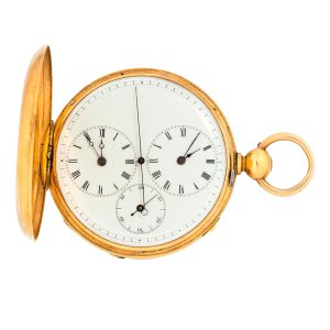 Swiss watch with two time zones and centre seconds Circa 1850