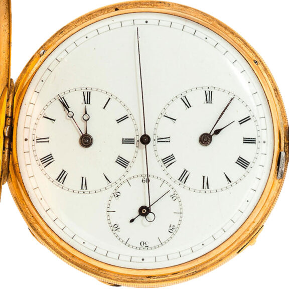 Swiss watch with two time zones and centre seconds Circa 1850 Swiss watch with two time zones and centre seconds Circa 1850