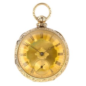 English 9 carat gold open faced lever pocket watch Circa 1830