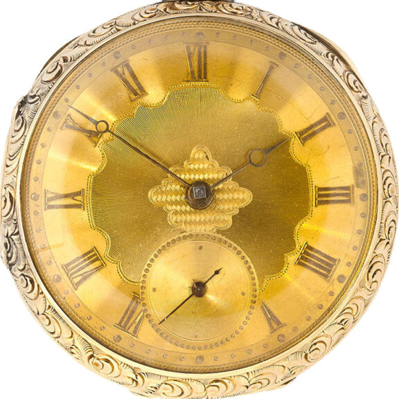English 9 carat gold open faced lever pocket watch Circa 1830 English 9 carat gold open faced lever pocket watch Circa 1830