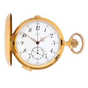 Swiss gold quarter repeating full hunter chronograph Circa 1900