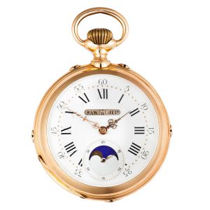 Swiss gold watch with triple calendar and moon phases Circa 1890
