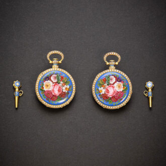 Rare Swiss mirror image pair of watches made for China Circa 1850