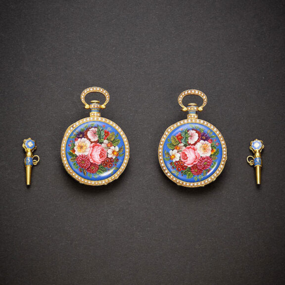 Rare Swiss mirror image pair of watches made for China Circa 1850 Rare Swiss mirror image pair of watches made for China Circa 1850