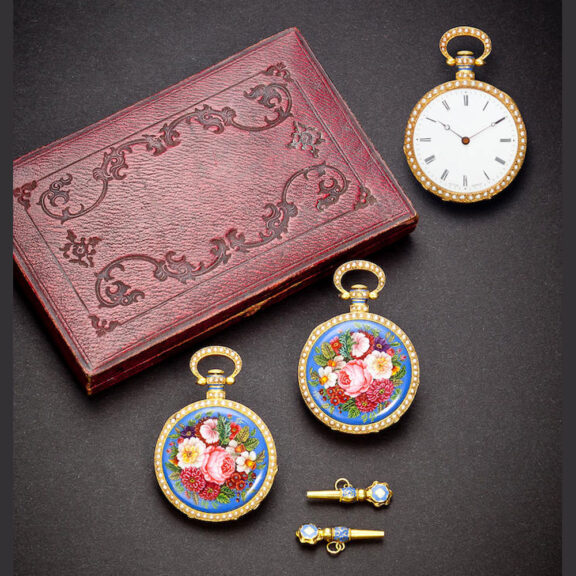 Rare Swiss mirror image pair of watches made for China Circa 1850