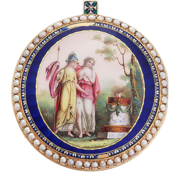 Fine Swiss 18K gold and enamel verge pocket watch Circa 1790 Fine Swiss 18K gold and enamel verge pocket watch Circa 1790