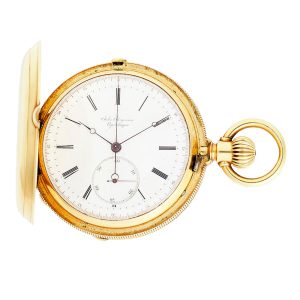 Swiss keyless wind 18 carat gold chronograph watch Circa 1880