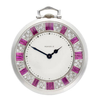 Fine Swiss 18 carat white gold keyless pocket watch Circa 1930