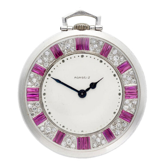 Fine Swiss 18 carat white gold keyless pocket watch Circa 1930