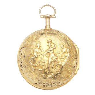 Fine English 22K gold quarter repeating verge watch Circa 1750