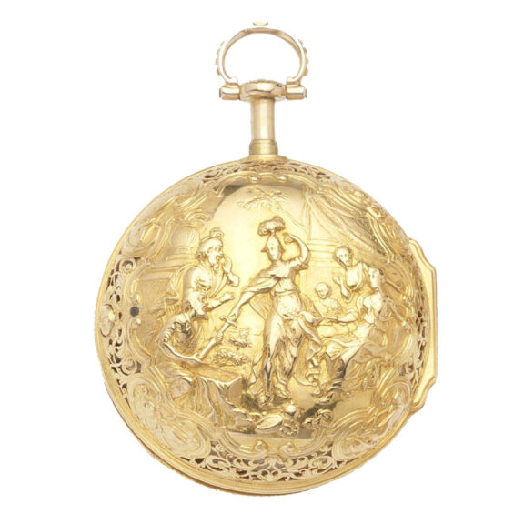 Fine English 22K gold quarter repeating verge watch Circa 1750