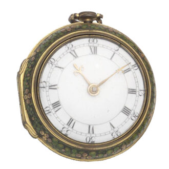 English gilt key wound verge in shagreen pair cases Circa 1760