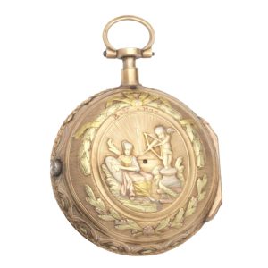 Fine French 18K gold quarter repeating verge watch Circa 1790