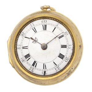 Fine early English gilt key wind verge pocket watch Circa 1700