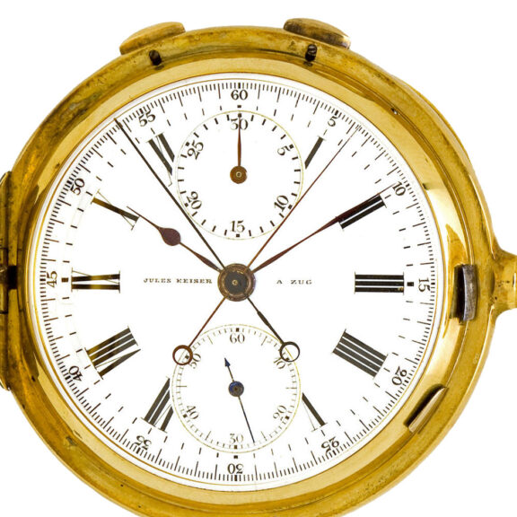Swiss 18K gold split-seconds full hunter chronograph Circa 1900 Swiss 18K gold split-seconds full hunter chronograph Circa 1900