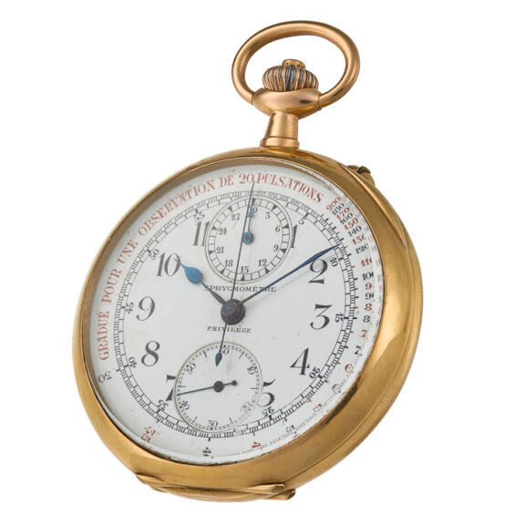 Swiss gold lever doctor's watch with 30 min register Circa 1915 Swiss gold lever doctor's watch with 30 min register Circa 1915