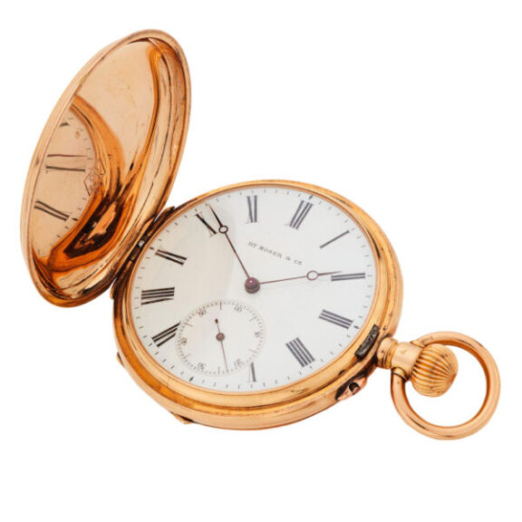 Swiss pink gold hunting cased anker chronometer Circa 1890 Swiss pink gold hunting cased anker chronometer Circa 1890