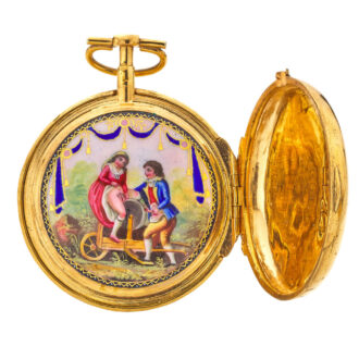 French gilt metal verge with erotic enamel scene Circa 1820