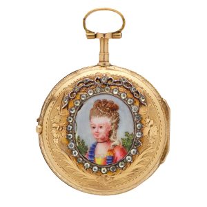 French gold watch with enamel and rose-cut diamonds Circa 1775