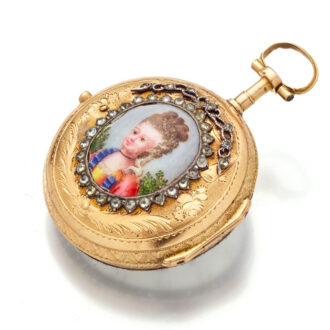 French gold watch with enamel and rose-cut diamonds Circa 1775