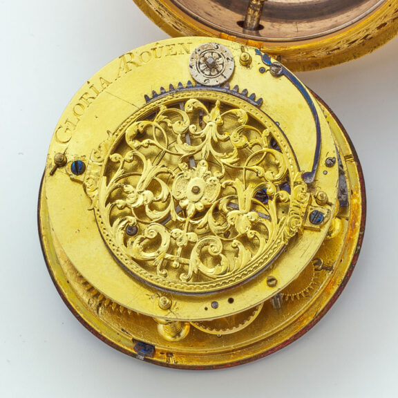 French Oignon verge quarter repeater in gilt case Circa 1695 French Oignon verge quarter repeater in gilt case Circa 1695