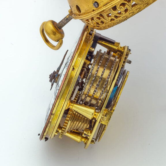 GN46-kFrench Oignon verge quarter repeater in gilt case Circa 1695 French Oignon verge quarter repeater in gilt case Circa 1695