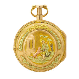 Swiss multi-coloured gold quarter repeating verge Circa 1780 Swiss multi-coloured gold quarter repeating verge Circa 1780