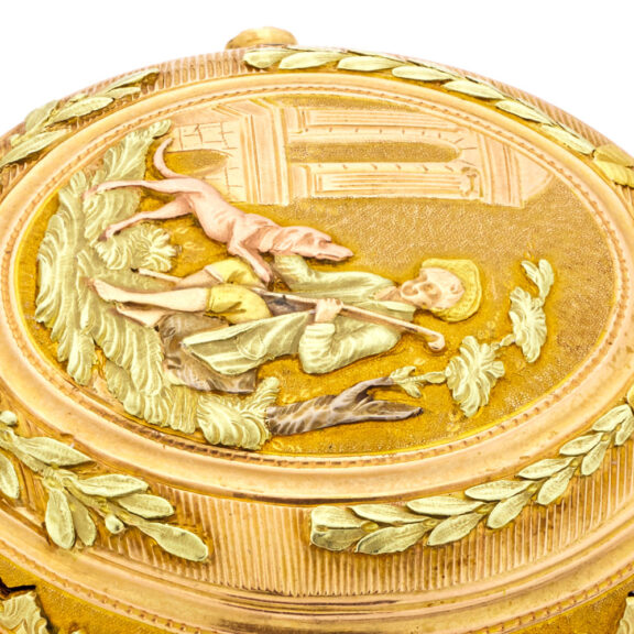 Swiss multi-coloured gold quarter repeating verge Circa 1780 Swiss multi-coloured gold quarter repeating verge Circa 1780