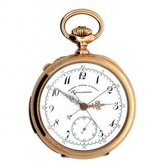 Swiss 18K pink gold split seconds chronograph Circa 1894