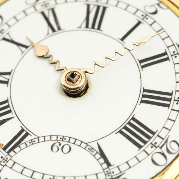 English gold fob watch with auxiliary seconds Circa 1750 English gold fob watch with auxiliary seconds Circa 1750