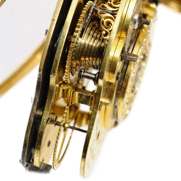 English gold fob watch with auxiliary seconds Circa 1750 English gold fob watch with auxiliary seconds Circa 1750