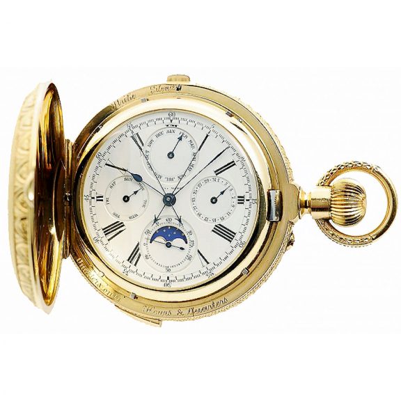 Swiss gold complicated lever chronograph watch Circa 1900 Swiss gold complicated lever chronograph watch Circa 1900