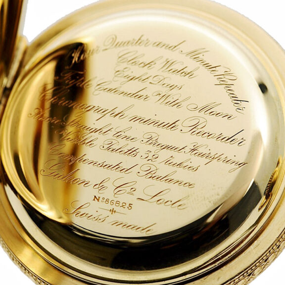 Swiss gold complicated repeating chronograph Circa 1900 Swiss gold complicated repeating chronograph Circa 1900