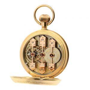 Swiss gold “Three Bridge Tourbillon” with gold chain Circa 1885