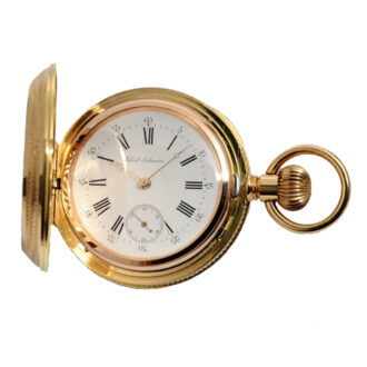 Swiss gold “Three Bridge Tourbillon” with gold chain Circa 1885