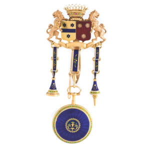 Fine gold and enamel Swiss pocket watch with coat of arms Circa 1790