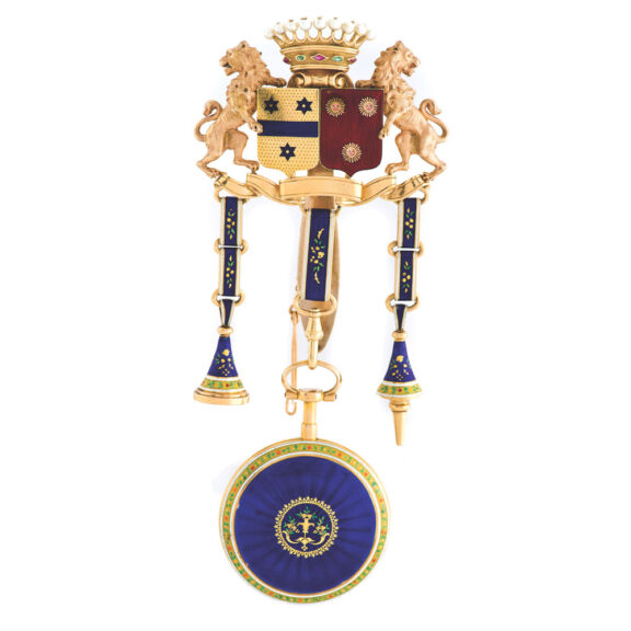 Fine gold and enamel Swiss pocket watch with coat of arms Circa 1790