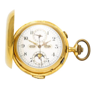 Swiss gold chronograph with calendar and moon phases Circa 1900